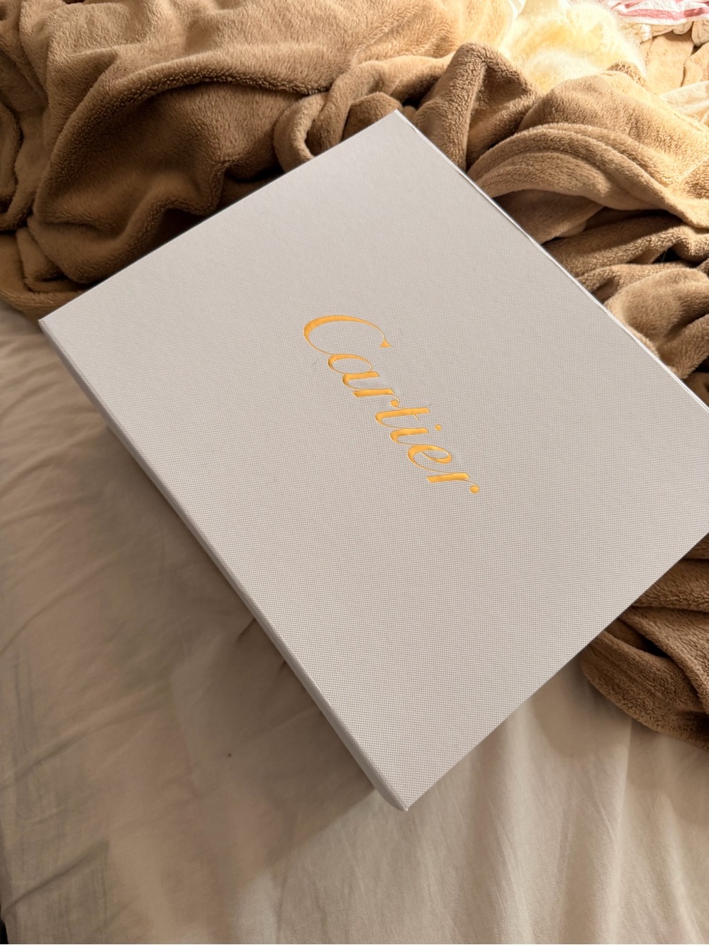 Cartier White Box with Gold Logo Gift Box - Elegant Decorative Accent